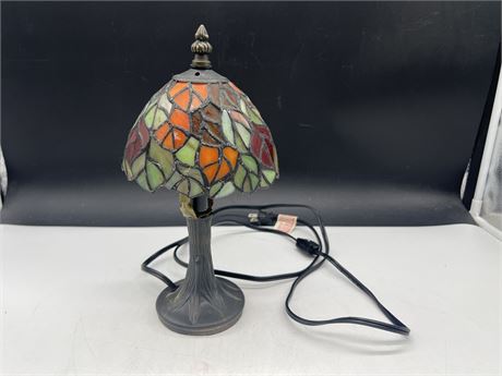 SMALL STAINED GLASS LAMP - 12” TALL 6” DIAM