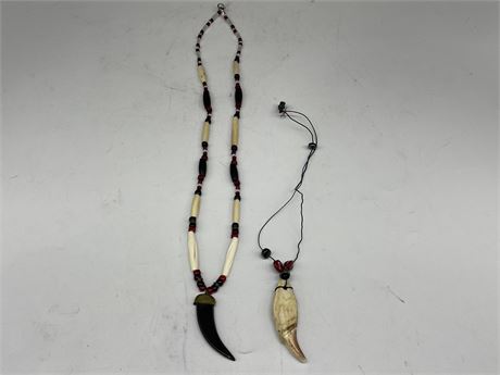 BEAR TOOTH NECKLACE & BONE NECKLACE