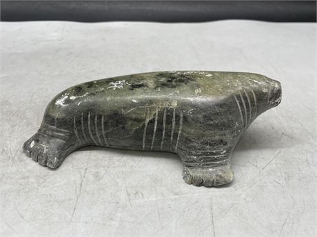 SIGNED INUIT STONE CARVING 7”