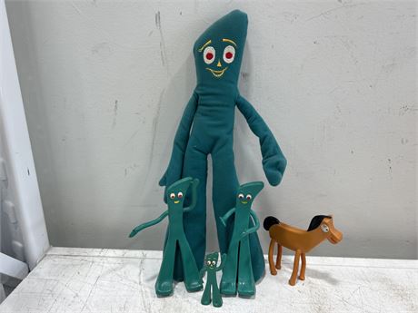 VINTAGE GUMBY & POKY FIGURES LOT - PLUSH IS 15” TALL