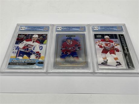 3 MISC GCG GRADED 8.5/9.5 ROOKIE/YOUNG GUNS UPPER DECK CARDS