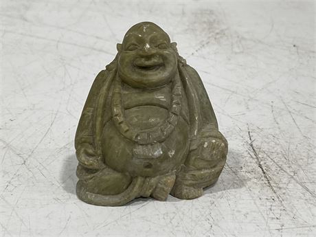 EARLY HAND CARVED SOAP STONE BUDDHA (2.5”)