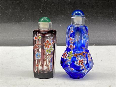 2 ENAMELLED CHINESE SNUFF BOTTLES (3”)