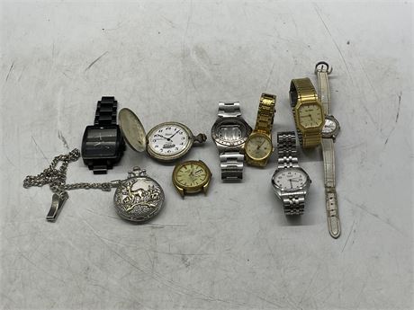 LOT OF MISC WATCHES & WATCH PARTS