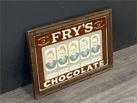 VINTAGE FRY’S CHOCOLATE MIRRORED SIGN (21”X14”)
