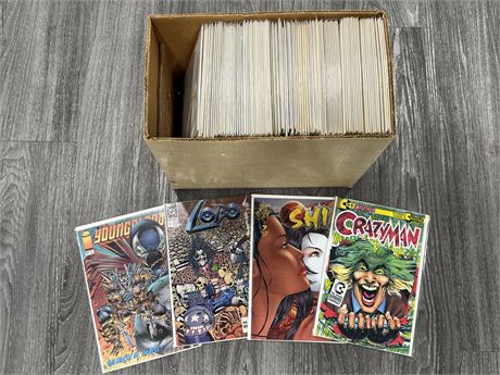 BOX OF MIXED BACK ISSUE COMICS - BAGGED & BOARDED