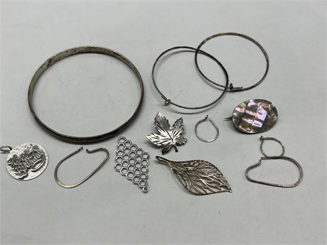 LOT OF SILVER JEWELRY - MOST MARKED STERLING