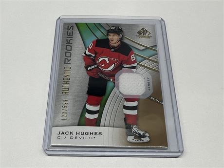 ROOKIE JACK HUGHES LIMITED EDITION JERSEY CARD #123/599