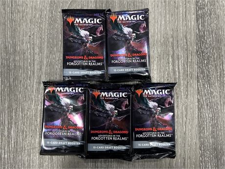 5 MAGIC THE GATHERING 15 CARD BOOSTER PACKS - FORGOTTEN REALMS