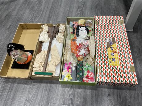 JAPANESE HAGOITA + JAPANESE DOLL WITH STAND