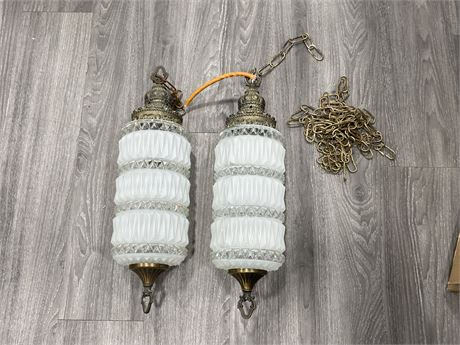 PAIR OF VINTAGE SWAG LAMPS - 21’ TALL