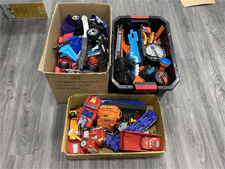 3 BOXES OF TOY TRUCKS