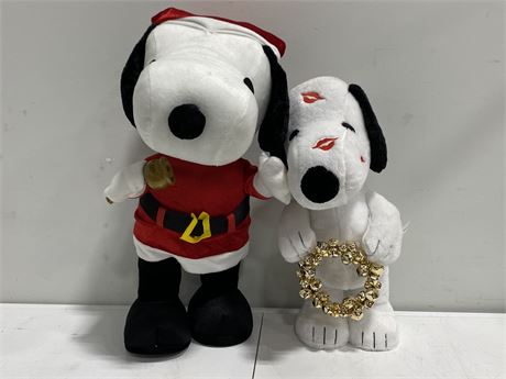 2 LARGE CHRISTMAS SNOPPY PLUSHES (24” tall)