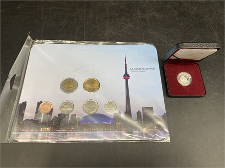 ROYAL CANADIAN MINT CN TOWER COIN SET & VOLTIGEURS DE QUEBEC 5 CENT COIN