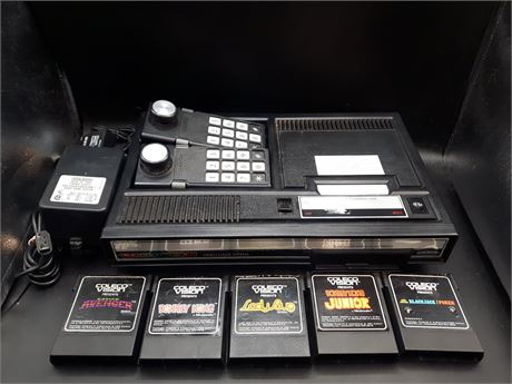 COLECO CONSOLE WITH GAMES - POWERS ON