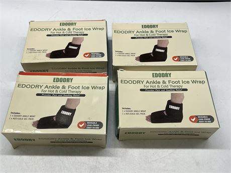 4 NEW EDODRY ANKLE & FOOT ICE WRAPS - $49.99 EA
