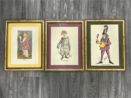 3 LIMITED EDITION SIGNED / NUMBERED CLOWN SKETCHES (14”x18”)