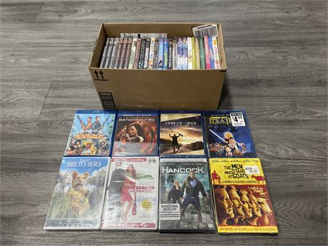BOX OF SEALED DVD’S SOME BLU-RAYS (IM GONNA GET YOU SUCKA NOT SEALED)