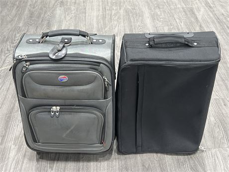 2 CARRY ON SUITCASES - 21”x14”x10”