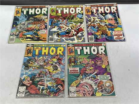 5 THE MIGHTY THOR COMICS INCL: #289, #291, & #294-296