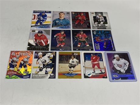 13 MISC NHL CARDS - INCLUDING ROOKIES, STARS, ETC