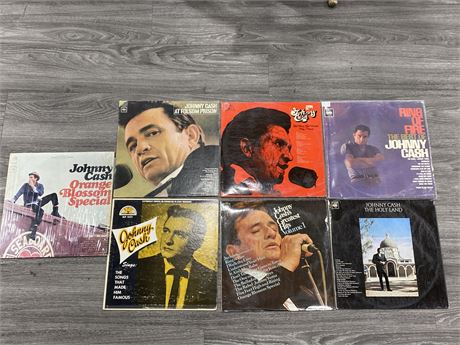 7 JOHNNY CASH RECORDS - CONDITION VARIES