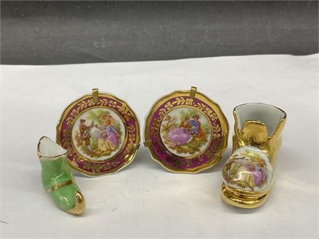 4 MINIATURE LIMOGES PIECES (1.5” TALL)