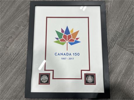 CANADA 150 FRAMED PICTURE & COLLECTIBLE COINS