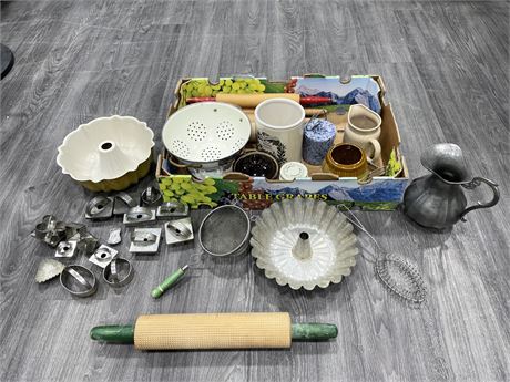 VINTAGE KITCHEN COLLECTION - UTENSILS, ROLLING PINS, COOKIE CUTTERS, ETC