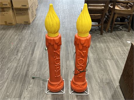 2 VINTAGE CANDLE BLOWMOLDS (39” tall)