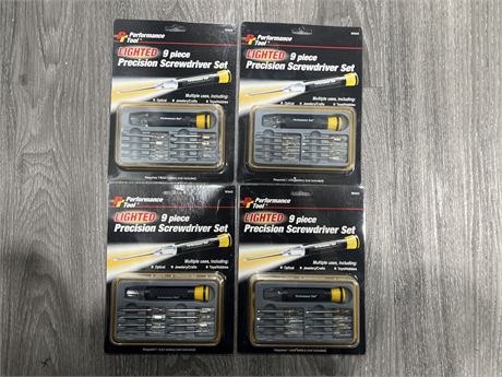 4 NEW 9PC LIGHTED PRECISION SCREW DRIVER SETS
