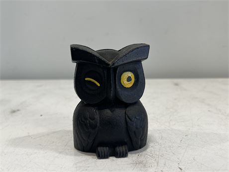 VINTAGE CAST IRON OWL BANK - CANADA FORGE 4”
