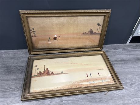 2 EARLY 1900s WATERCOLOURS OF EGYPT BY LISTED BRITISH ARTIST JOHN FOX (25”x13”)