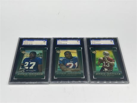 (3) SGC GRADED 9 ROOKIE FOOTBALL CARDS