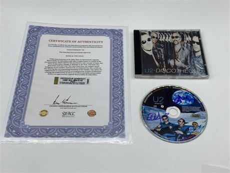 U2 BAND SIGNED CD W/COA