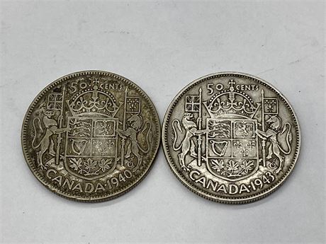 1940 & 1943 CANADIAN 50 CENTS