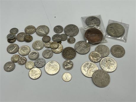 LOT OF COINS / TOKENS - MANY SILVER