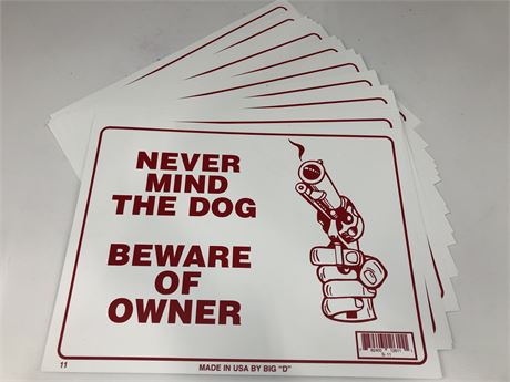 BEWARE OF OWNER PICTURE/PRINT/SIGN X20