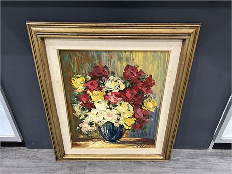 ORIGINAL OIL ON CANVAS SIGNED FLORAL PAINTING FROM ROYAL GALLERY IN MONTREAL