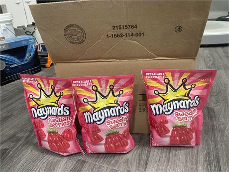 BOX OF NEW MAYNARDS SWEDISH BERRY PACKAGES