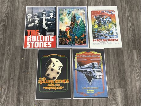 5 ROLLING STONES MUSIC / CONCERT POSTERS (12”x18”)