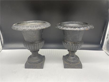 (2) 10” TALL VINTAGE CAST IRON PLANT STANDS