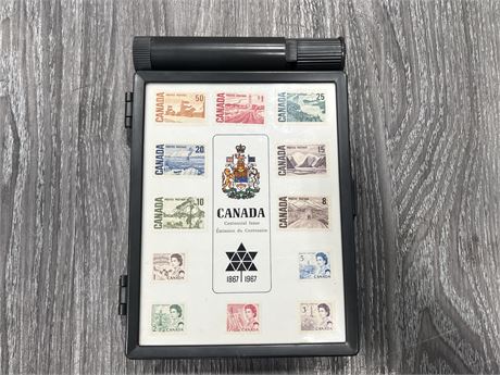 VINTAGE CANADIAN CENTENNIAL ISSUE STAMP BOX