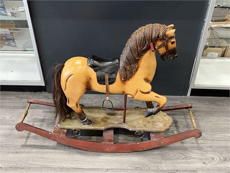 VINTAGE WOODEN ROCKING HORSE (4FT wide, 3ft tall)