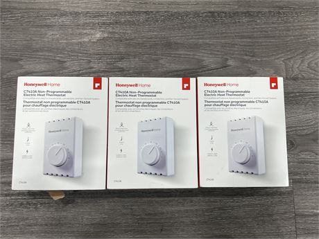 3 NEW HONEYWELL HOME ELECTRIC HEAT THERMOSTATS