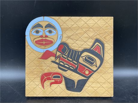 FEMALE WOLF WEST COAST NATIVE CARVING BY PETER NABETS 2001 (11” x 12”)