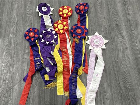 8 VINTAGE 1970’S EQUESTRIAN RIBBONS