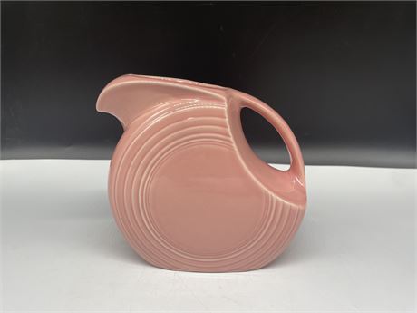 MCM FIESTA WARE FLAMINGO PINK PITCHER - LARGE DISC - 7” TALL