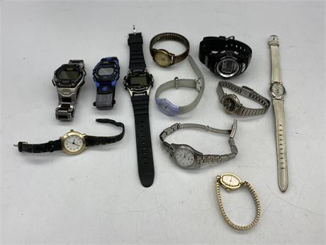 LOT OF WRIST WATCHES - SOME SPORT WATCHES