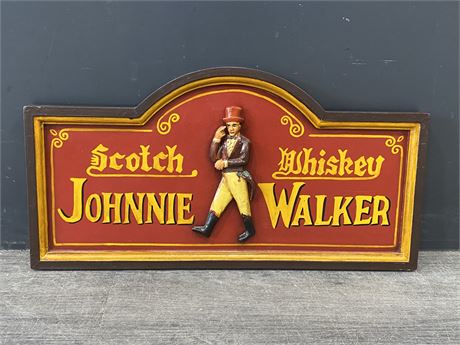 JOHNNIE WALKER SCOTCH WHISKEY WOODEN BAR SIGN (23.5”X12”)